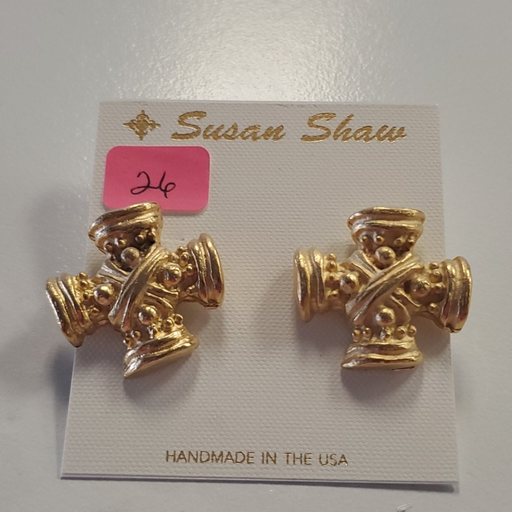 Gold cross earrings